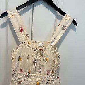 GAP Cream Lined Sundress with Multicolor Fruit & Ocean Motif